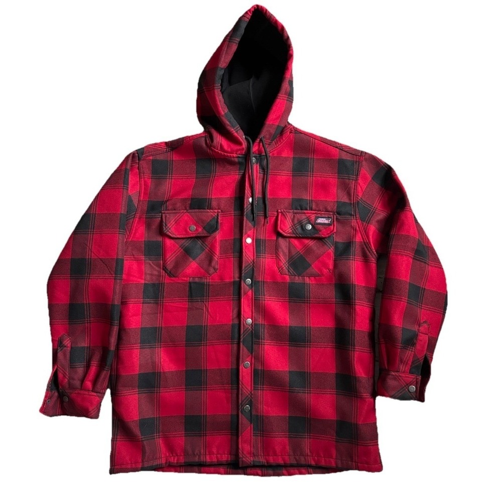 Dickies Fleece Lined Heavy Flannel Buffalo Plaid Hooded  XL 46-48 BarnChore Coat